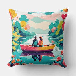 Ein Paar auf einem Boot in einem See - Kissen werf