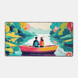 Ein Paar auf einem Boot in einem See - Schreibtisc Schreibtischunterlage