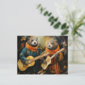 Ein Paar bezaubernder Otter-Musiker Postkarte (Stehend Vorderseite)