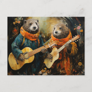 Ein Paar bezaubernder Otter-Musiker Postkarte