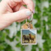 Ein Paar brauner isländischer Ponys Schlüsselanhänger (Hand)