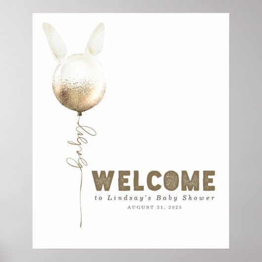 Ein paar Bunny Balloon Baby Dusche Begrüßungszeich Poster (Vorne)