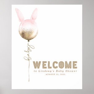 Ein paar Bunny Balloon Baby Dusche Begrüßungszeich Poster