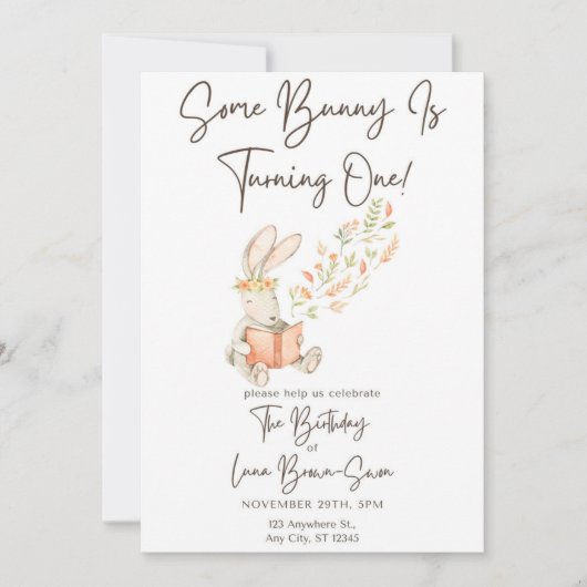 Ein paar Bunny Birthday Einladungen (Vorderseite)