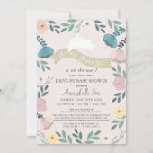 Ein paar Bunny Floral Pink Girl Drive-by Baby Dusc Einladung (Vorderseite)