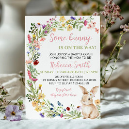 Ein paar Bunny Floral Rabbit Babydusche Einladung