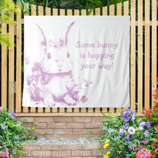 Ein paar Bunny kommt auf den Weg Baby Dusche Wandteppich