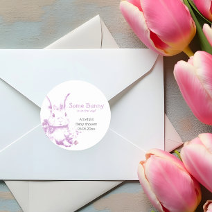 Ein paar Bunny kommt mit Baby Dusche Runder Aufkleber