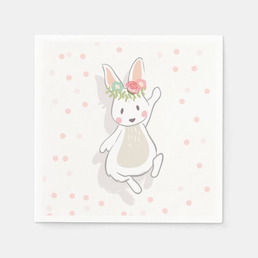 Ein paar Bunny Paper Napkin Erste Pink Girl Ostern Serviette (Vorderseite)