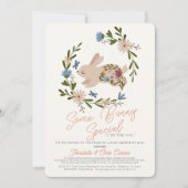 Ein paar Bunny Special Wreath Baby Shows per Mail Einladung (Vorderseite)