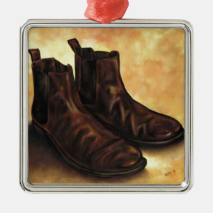 Ein Paar Chelsea-Stiefel Silbernes Ornament
