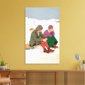 Ein Paar, das eine Ice-Skaten-Break macht Leinwanddruck (Insitu (Wohnzimmer))