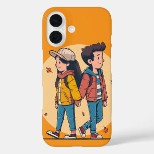 Ein paar Händchen, die im Herbst zusammenlaufen iPhone 16 Hülle