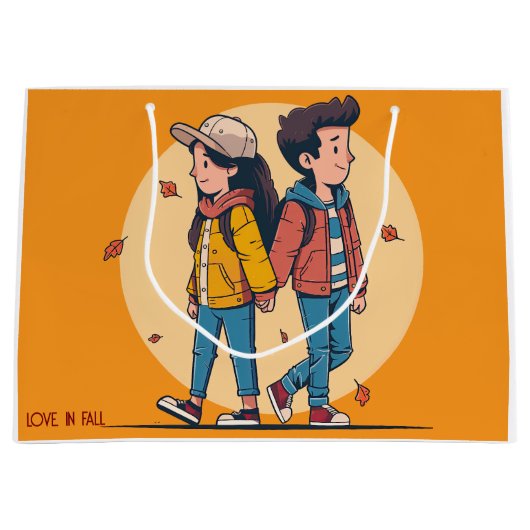 Ein paar Händchen, die im Herbst zusammenlaufen Große Geschenktüte (Vorderseite)