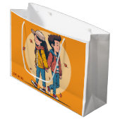 Ein paar Händchen, die im Herbst zusammenlaufen Große Geschenktüte (Vorderseite Schrägansicht)