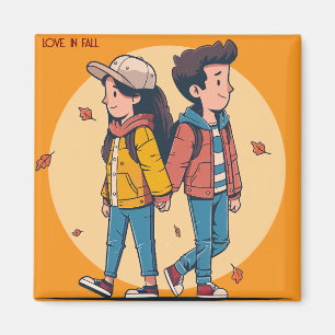 Ein paar Händchen, die im Herbst zusammenlaufen Magnet