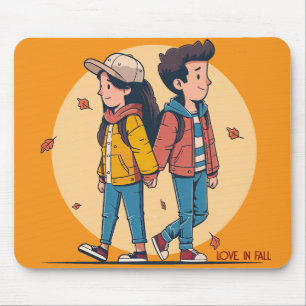 Ein paar Händchen, die im Herbst zusammenlaufen Mousepad