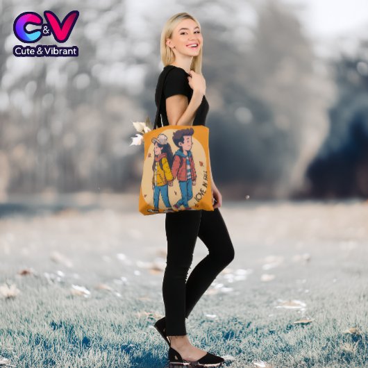 Ein paar Händchen, die im Herbst zusammenlaufen Tasche