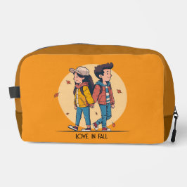 Ein paar Händchen, die im Herbst zusammenlaufen Waschbeutel