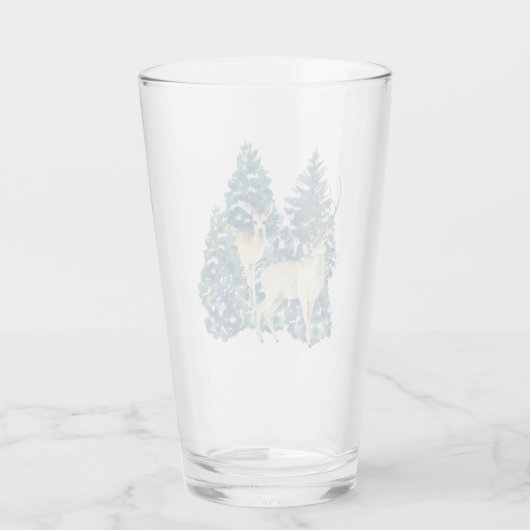 Ein Paar Hirsche im Winterwald Glas (Rückseite)