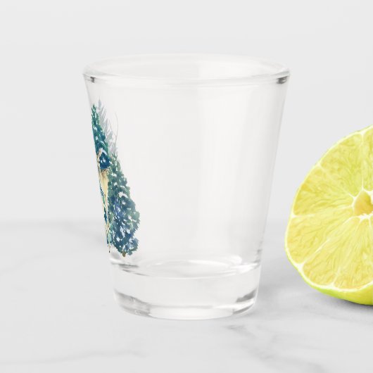 Ein Paar Hirsche im Winterwald Schnapsglas (Rechts)