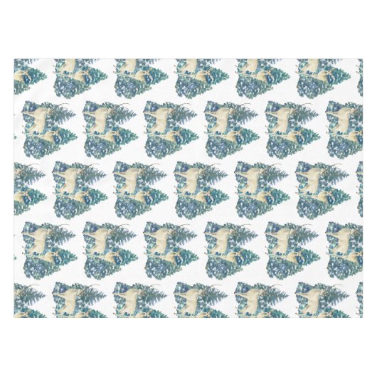 Ein Paar Hirsche im Winterwald Tischdecke (Vorderseite (Horizontal))