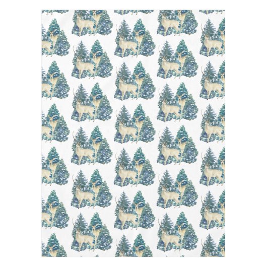 Ein Paar Hirsche im Winterwald Tischdecke (Vorderseite)