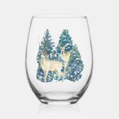 Ein Paar Hirsche im Winterwald Weinglas Ohne Stiel (Vorderseite)