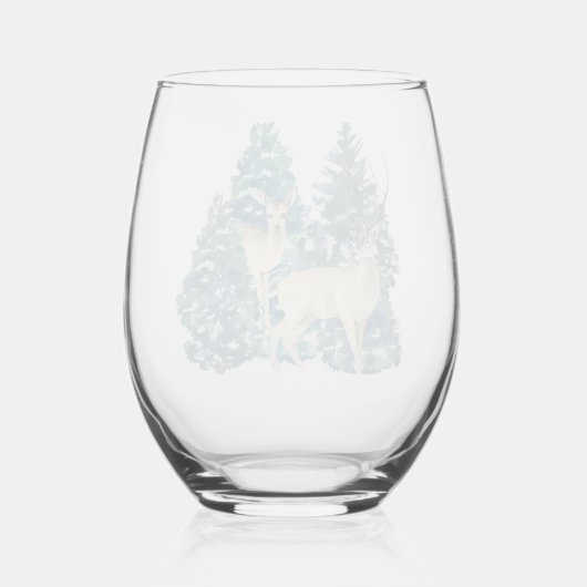 Ein Paar Hirsche im Winterwald Weinglas Ohne Stiel (Rückseite)