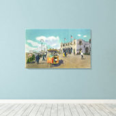 Ein Paar in einem Boardwalk Rollstuhl-Szene Leinwanddruck (Insitu (Holzboden))