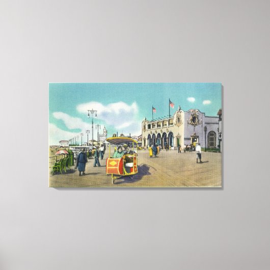 Ein Paar in einem Boardwalk Rollstuhl-Szene Leinwanddruck (Vorderseite)