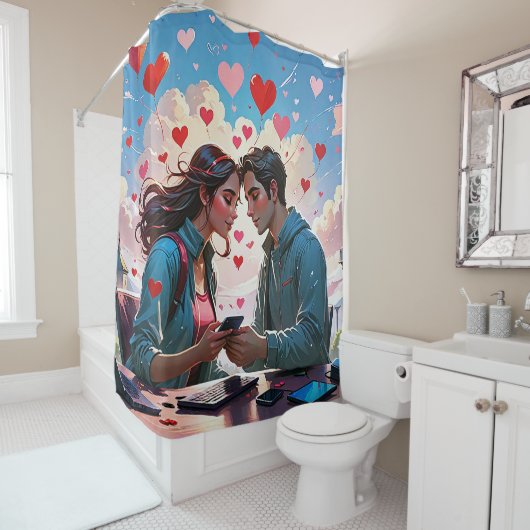 Ein Paar in Liebe mit dem herzen Duschvorhang (Beispiel)