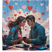 Ein Paar in Liebe mit dem herzen Duschvorhang (Vorderseite)