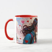 Ein Paar in Liebe mit fliegenden Herzen - Kaffee-T Tasse (Links)