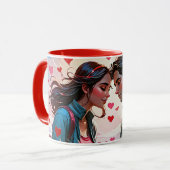 Ein Paar in Liebe mit fliegenden Herzen - Kaffee-T Tasse (Vorderseite Links)