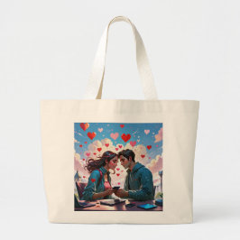 Ein Paar in Liebe mit fliegenden Herzen - Tote Bag Jumbo Stoffbeutel