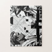 Ein Paar Intrigen im Black and White Modern Café Puzzle (Vertikal)