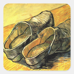Ein Paar Lederschuhe von Vincent van Gogh Quadratischer Aufkleber