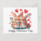 Ein paar lustige Aquarellkaninchen Ankündigungspostkarte (Vorderseite)