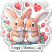 Ein paar lustige Aquarellkaninchen Aufkleber (Vorderseite)