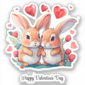 Ein paar lustige Aquarellkaninchen Aufkleber (Vorderseite)