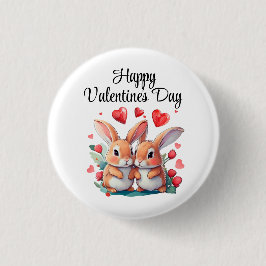 Ein paar lustige Aquarellkaninchen Button