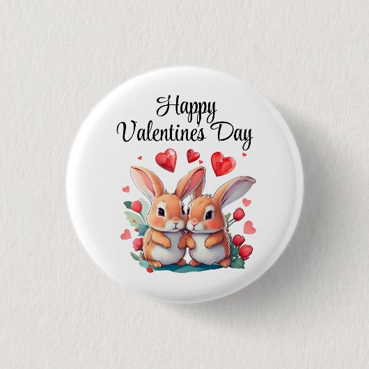 Ein paar lustige Aquarellkaninchen Button (Vorderseite)