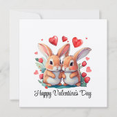Ein paar lustige Aquarellkaninchen Einladung (Vorderseite)