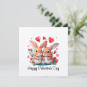 Ein paar lustige Aquarellkaninchen Einladung (Stehend Vorderseite)