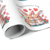 Ein paar lustige Aquarellkaninchen Geschenkpapier (Rolleneckpunkt)