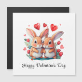 Ein paar lustige Aquarellkaninchen Magnetkarte (Vorne/Hinten)