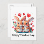 Ein paar lustige Aquarellkaninchen Postkarte (Vorne/Hinten)