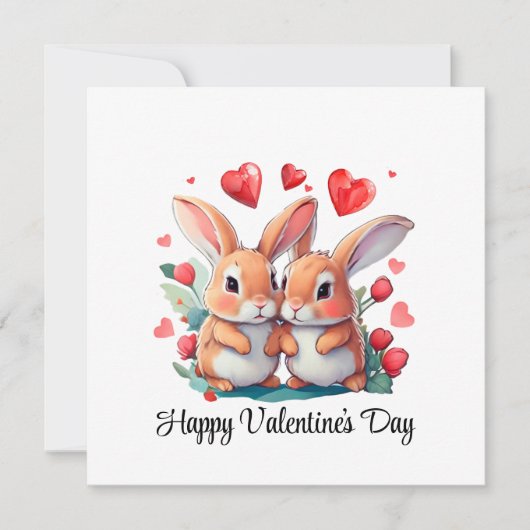 Ein paar lustige Aquarellkaninchen Save The Date (Vorderseite)