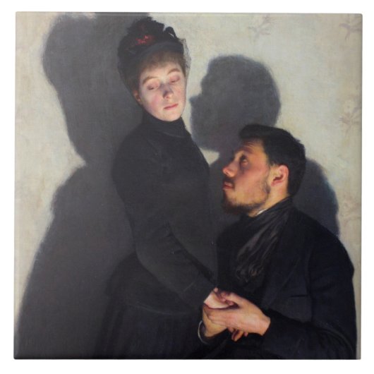 Ein Paar mit Schatten (von Emile Friant) Fliese (Vorderseite)